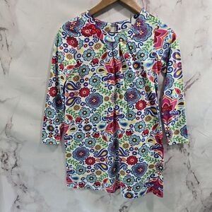 Hanna Andersson Dress Girls 10 140 Paisley White Knit Flower Short Sleeve Youth